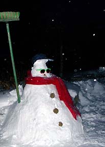 Bonhomme de neige, de nuit